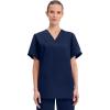 Cherokee Scrubs for Women and Men Unisex V-Neck Nursing Scrub Top with 3 Pockets, Side Vents & Easy Care Fabric – 4876(Navy)