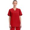Cherokee Scrubs for Women and Men Unisex V-Neck Nursing Scrub Top with 3 Pockets, Side Vents & Easy Care Fabric – 4876(Red)