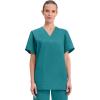 Cherokee Scrubs for Women and Men Unisex V-Neck Nursing Scrub Top with 3 Pockets, Side Vents & Easy Care Fabric – 4876(Teal Blue)