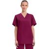 Cherokee Scrubs for Women and Men Unisex V-Neck Nursing Scrub Top with 3 Pockets, Side Vents & Easy Care Fabric – 4876(Wine)