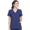 Cherokee Women Mock Wrap Contemporary Fit Scrubs Top with Stretchy Knit Panel CK680(Navy)