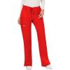 Cherokee Women Scrubs Pant Workwear Revolution Mid Rise Moderate Flare Drawstring WW120(Red)