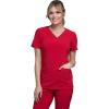 Cherokee Women’s Medical Scrub Top Iflex V-Neck Knit Panel Top – CK605(Red)