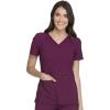 Cherokee Women’s Medical Scrub Top Iflex V-Neck Knit Panel Top – CK605(Wine)