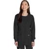 Cherokee Womens Scrub Jacket Nurse Snap Front Medical Uniform with Pockets, 2-Way Stretch, Easy Care Soft Fabric – WW310(Black)