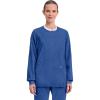 Cherokee Womens Scrub Jacket Nurse Snap Front Medical Uniform with Pockets, 2-Way Stretch, Easy Care Soft Fabric – WW310(Galaxy Blue)