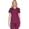 Cherokee Women’s V-Neck Scrub Top – Modern Classic Shirt with 3 Pockets, Instrument Loop & Fade Resistant Fabric – WW645(Wine)