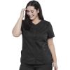 Cherokee Women’s V-Neck Scrub Top with Snap Front, 4 Pockets, and 2-Way Stretch Fabric WW622(Black)
