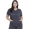 Cherokee Women’s V-Neck Scrub Top with Snap Front, 4 Pockets, and 2-Way Stretch Fabric WW622(Pewter)