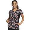 Cherokee iFlex Women Scrubs Top V-Neck Print CK732(Sugar Skull Flutter)