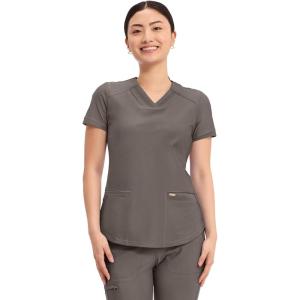 Cherokee Form Scrub Tops for Women, Stretchy V-Neck Knit Scrub Top – CK840(Iron)
