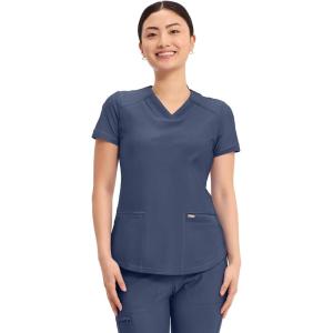 Cherokee Form Scrub Tops for Women, Stretchy V-Neck Knit Scrub Top – CK840(Navy)
