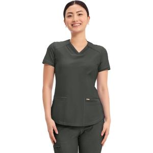 Cherokee Form Scrub Tops for Women, Stretchy V-Neck Knit Scrub Top – CK840(Olive Branch)