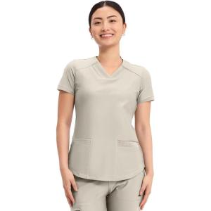 Cherokee Form Scrub Tops for Women, Stretchy V-Neck Knit Scrub Top – CK840(Summer Sand)