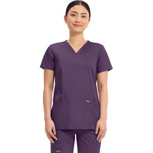 Cherokee Medical Women’s Scrub Top V-Neck Modern Classic Fit with 3 Pockets, Ultra Soft and 2-Way Stretch Fabric – WW620(Eggplant)