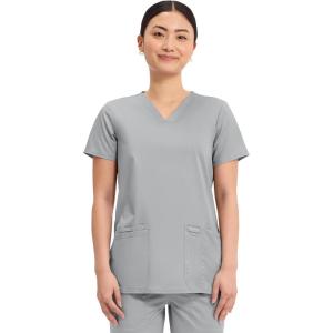 Cherokee Medical Women’s Scrub Top V-Neck Modern Classic Fit with 3 Pockets, Ultra Soft and 2-Way Stretch Fabric – WW620(Grey)