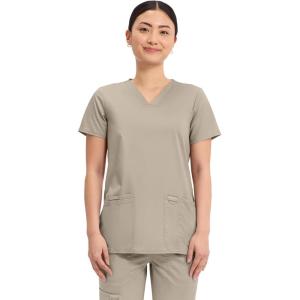 Cherokee Medical Women’s Scrub Top V-Neck Modern Classic Fit with 3 Pockets, Ultra Soft and 2-Way Stretch Fabric – WW620(Khaki)