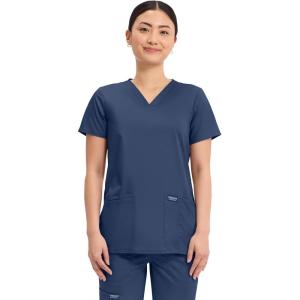 Cherokee Medical Women’s Scrub Top V-Neck Modern Classic Fit with 3 Pockets, Ultra Soft and 2-Way Stretch Fabric – WW620(Navy)