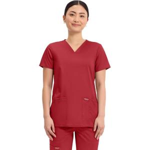 Cherokee Medical Women’s Scrub Top V-Neck Modern Classic Fit with 3 Pockets, Ultra Soft and 2-Way Stretch Fabric – WW620(Red)