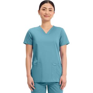 Cherokee Medical Women’s Scrub Top V-Neck Modern Classic Fit with 3 Pockets, Ultra Soft and 2-Way Stretch Fabric – WW620(Soft Marine)