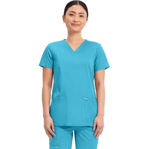Cherokee Medical Women’s Scrub Top V-Neck Modern Classic Fit with 3 Pockets, Ultra Soft and 2-Way Stretch Fabric – WW620(Turquoise)