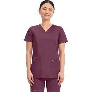Cherokee Medical Women’s Scrub Top V-Neck Modern Classic Fit with 3 Pockets, Ultra Soft and 2-Way Stretch Fabric – WW620(Wine)