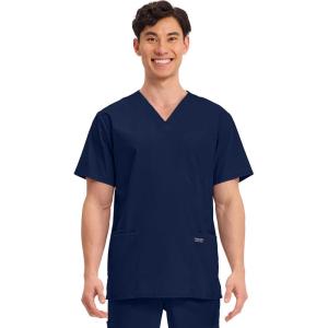 Cherokee Men’s V-Neck Top Traditional fit with 4 Pockets, Ultra Soft, Durable, Fade Resistant, 2-Way Stretch Fabric – WW695(Navy)