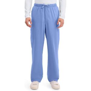 Cherokee Scrub Pants for Men Cargo Nursing Bottom with Zip Fly, 7 Pockets, Elastic Waist & 2-Way Stretch Fabric – 4243(Ciel)