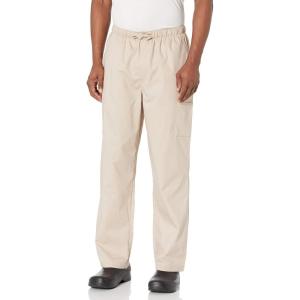 Cherokee Scrub Pants for Men Cargo Nursing Bottom with Zip Fly, 7 Pockets, Elastic Waist & 2-Way Stretch Fabric – 4243(Khaki)