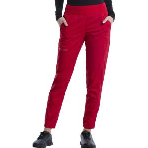 Cherokee Scrub Pants for Women Jogger Natural Rise Medical Uniform 5 Pocket Elastic Waist Ultra Soft 2-Way Stretch – WW011(Red)