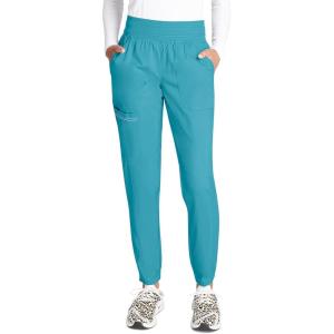 Cherokee Scrub Pants for Women Jogger Natural Rise Medical Uniform 5 Pocket Elastic Waist Ultra Soft 2-Way Stretch – WW011(Soft Marine)