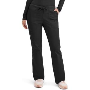 Cherokee Scrub Pants for Women Mid Rise Flare Leg Drawstring Cargo Medical Uniform 4 Pocket Durable Easy Care Stretch – 4044(Black)