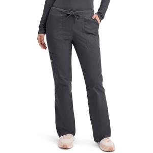 Cherokee Scrub Pants for Women Mid Rise Flare Leg Drawstring Cargo Medical Uniform 4 Pocket Durable Easy Care Stretch – 4044(Pewter)