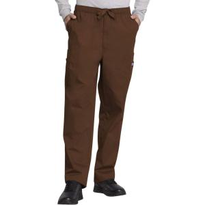 Cherokee Scrub for Men Fly Front Cargo Pant with 7 Pocket, Durable, Fade Resistant Fabric – 4000(Chocolate)