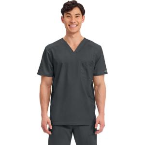 Cherokee Scrub for Men’s Tuckable V-Neck Top with 1 Chest Pocket, Pen Slot, Ultra Soft, Durable, 2-Way Stretch Fabric- WW690(Black)