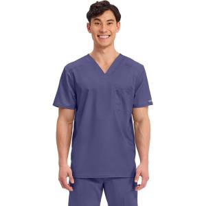 Cherokee Scrub for Men’s Tuckable V-Neck Top with 1 Chest Pocket, Pen Slot, Ultra Soft, Durable, 2-Way Stretch Fabric- WW690(Grape)