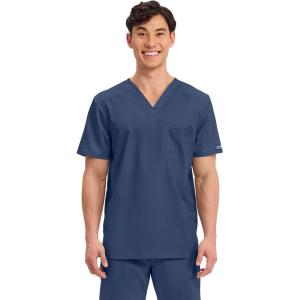 Cherokee Scrub for Men’s Tuckable V-Neck Top with 1 Chest Pocket, Pen Slot, Ultra Soft, Durable, 2-Way Stretch Fabric- WW690(Navy)
