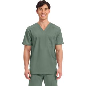 Cherokee Scrub for Men’s Tuckable V-Neck Top with 1 Chest Pocket, Pen Slot, Ultra Soft, Durable, 2-Way Stretch Fabric- WW690(Olive)