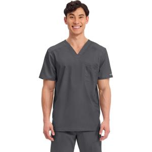 Cherokee Scrub for Men’s Tuckable V-Neck Top with 1 Chest Pocket, Pen Slot, Ultra Soft, Durable, 2-Way Stretch Fabric- WW690(Pewter)