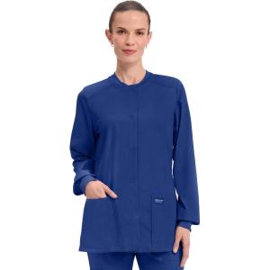 Cherokee Scrub for Women Snap Front Jacket with 3 Pockets, Fade Resistant, 2-Way Stretch, Soft & Durable Fabric – WW340(Galaxy Blue)