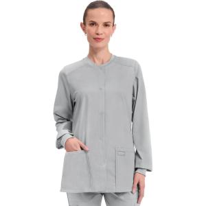 Cherokee Scrub for Women Snap Front Jacket with 3 Pockets, Fade Resistant, 2-Way Stretch, Soft & Durable Fabric – WW340(Grey)
