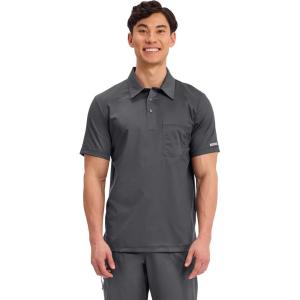 Cherokee Scrubs for Men Polo Nursing Scrub Top with Chest Pocket, Breathable Mesh, Ultra Soft 2-Way Stretch Fabric – WW615(Pewter)