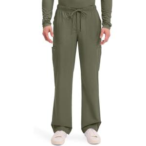 Cherokee Scrubs for Men Tapered Leg Cargo Scrub Pants with Zip Fly, 5 Pockets Elastic Waist 2-Way Stretch & Easy Care – WW190(Olive)