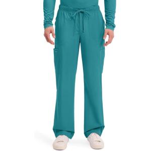 Cherokee Scrubs for Men Tapered Leg Cargo Scrub Pants with Zip Fly, 5 Pockets Elastic Waist 2-Way Stretch & Easy Care – WW190(Teal Blue)