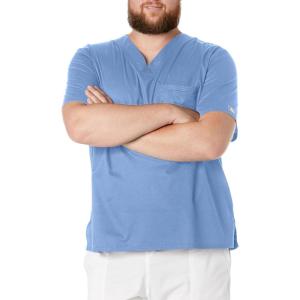 Cherokee Scrubs for Men Tuckable V-Neck Nursing Scrub Top with Chest Pocket, Side Vents & 2-Way Stretch Fabric – 4743(Ceil)