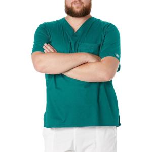 Cherokee Scrubs for Men Tuckable V-Neck Nursing Scrub Top with Chest Pocket, Side Vents & 2-Way Stretch Fabric – 4743(Hunter)