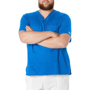 Cherokee Scrubs for Men Tuckable V-Neck Nursing Scrub Top with Chest Pocket, Side Vents & 2-Way Stretch Fabric – 4743(Royal)