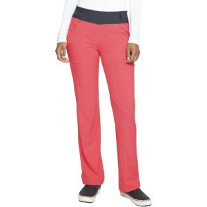 Cherokee Scrubs for Women Mid Rise Straight Leg Scrub Pants For Women Pull-on Bottoms with 6 Pockets & 360° Stretch – CK002(Bright Guava)