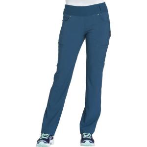 Cherokee Scrubs for Women Mid Rise Straight Leg Scrub Pants For Women Pull-on Bottoms with 6 Pockets & 360° Stretch – CK002(Caribbean Blue)