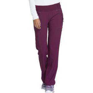 Cherokee Scrubs for Women Mid Rise Straight Leg Scrub Pants For Women Pull-on Bottoms with 6 Pockets & 360° Stretch – CK002(Wine)
